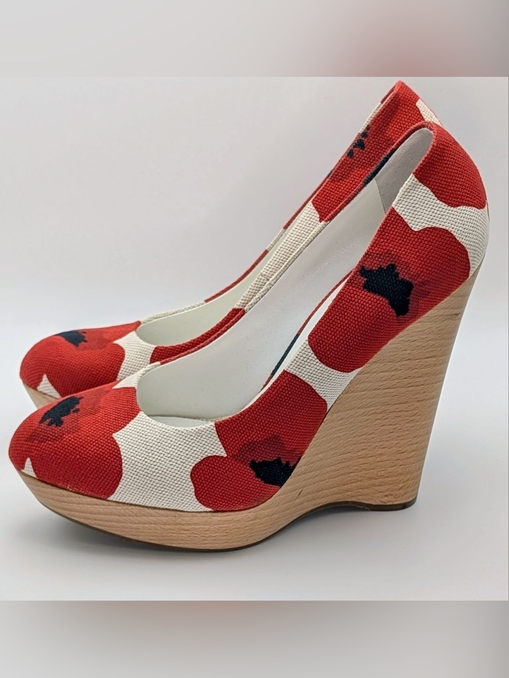 NWT YSL Floral Poppy Wedge Heels Size 38.5 US 8.5 Brand New Authentic Luxury - Picture 5 of 16